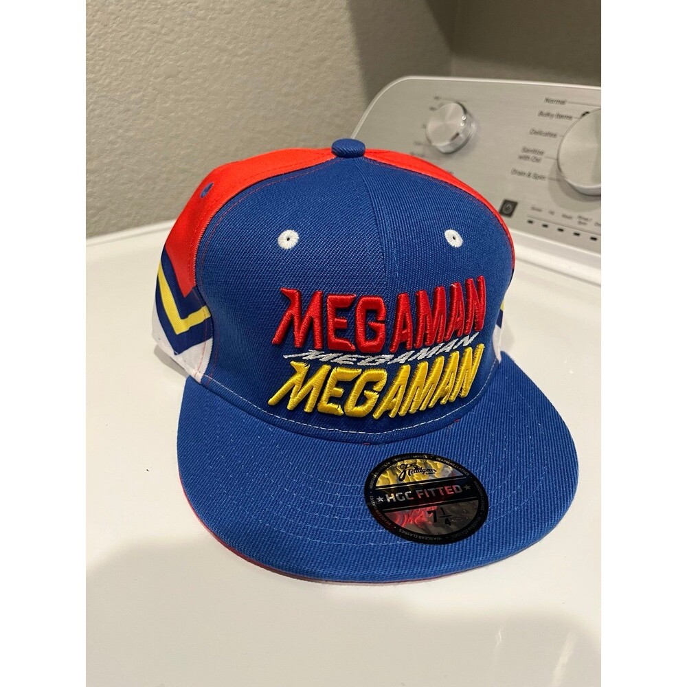 Headgear Classics Mega Man Zigzag Fitted Hat Blue/Red Size 7 1/4 Gaming Cap NWT